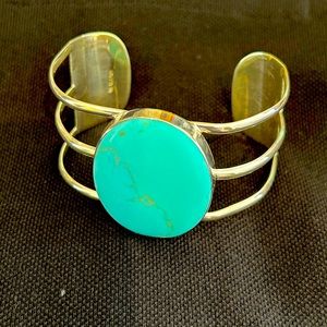 925 Silver Cuff Bracelet with Aqua Blue Stone